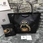 GIVENCHY-0012 潮流官方版經典款惡犬圖案十字紋豎款購物袋