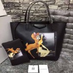 GIVENCHY-0012-2 潮流官方版經典款小鹿斑比圖案十字紋豎款購物袋