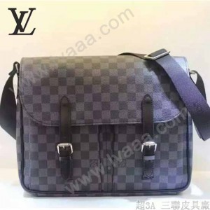 LV N41643 專櫃最新款商務男士黑色棋盤格單肩斜挎包