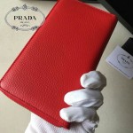 PRADA 1M1188-5 時尚潮流女士散字標紅色荔枝紋原版皮多功能長款錢包