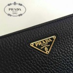 PRADA 1M1188-16 時尚潮流女士經典三角標黑色荔枝紋原版皮多功能長款錢包