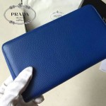 PRADA 1M1188-6 時尚潮流女士散字標電光藍荔枝紋原版皮多功能長款錢包