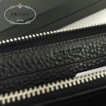 PRADA 1M0506-07 人氣熱銷經典新款黑色荔枝紋原版皮拉鏈長款錢夾