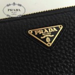 PRADA 1M0506-06 人氣熱銷經典新款黑色荔枝紋原版皮拉鏈長款錢夾