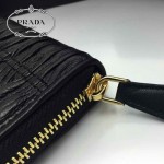 PRADA 1M0506-010 人氣熱銷經典新款黑色原版皮拉鏈長款錢夾