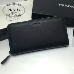 PRADA 1M0506-04 人氣熱銷經典新款黑色原版皮拉鏈長款錢夾