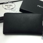 PRADA 1M1188-14 時尚潮流女士散字標黑色十字紋原版皮多功能長款錢包