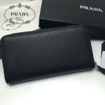 PRADA 1M0506-04 人氣熱銷經典新款黑色原版皮拉鏈長款錢夾