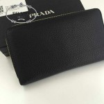 PRADA 1M1188-16 時尚潮流女士經典三角標黑色荔枝紋原版皮多功能長款錢包