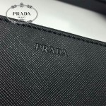 PRADA 1M1188-15 時尚潮流女士印字logo黑色十字紋原版皮多功能長款錢包