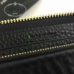 PRADA 1M1188-16 時尚潮流女士經典三角標黑色荔枝紋原版皮多功能長款錢包