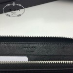 PRADA 1M0506-04 人氣熱銷經典新款黑色原版皮拉鏈長款錢夾