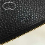 PRADA 1M1188-16 時尚潮流女士經典三角標黑色荔枝紋原版皮多功能長款錢包