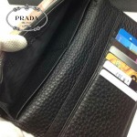PRADA 0836-3 時尚新款男士印字logo黑色荔枝紋原版皮長款西裝夾