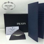 PRADA 2M0836-2 歐美商務男士印字logo寶藍色十字紋原版皮長款西裝夾
