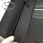 PRADA 0836-2 時尚新款男士字母標黑色荔枝紋原版皮長款西裝夾
