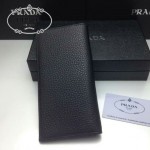 PRADA 0836-2 時尚新款男士字母標黑色荔枝紋原版皮長款西裝夾