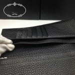 PRADA 0836-3 時尚新款男士印字logo黑色荔枝紋原版皮長款西裝夾