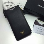 PRADA-0011-2 名媛必備新款黑色十字紋原版皮多卡位長款錢包