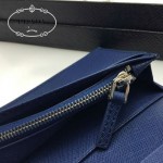 PRADA 2M0836-2 歐美商務男士印字logo寶藍色十字紋原版皮長款西裝夾