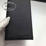 PRADA 0836-3 時尚新款男士印字logo黑色荔枝紋原版皮長款西裝夾