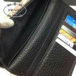 PRADA 0836 時尚新款男士散字標黑色荔枝紋原版皮長款西裝夾