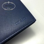 PRADA 2M0836-2 歐美商務男士印字logo寶藍色十字紋原版皮長款西裝夾