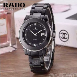 RADO-0117-3 時尚潮流新款黑色陶瓷配閃亮銀進口石英腕錶