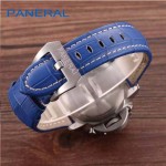 PN1199-8 時尚女士閃亮銀白底配藍色鱷魚紋錶帶進口石英腕錶