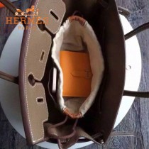 HERMES-00034 時尚輕便實用帆布配牛皮束口袋收納袋化妝包