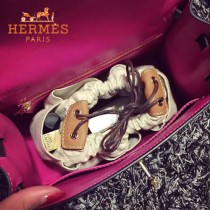 HERMES-00034 時尚輕便實用帆布配牛皮束口袋收納袋化妝包