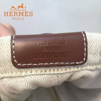 HERMES-00034 時尚輕便實用帆布配牛皮束口袋收納袋化妝包