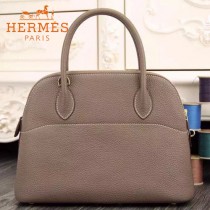 HERMES-00041-12 專櫃最新款灰色原版TOGO皮大小號手提單肩包寶萊包