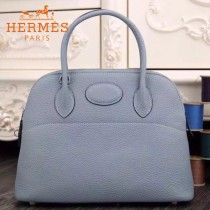 HERMES-00041-14 專櫃最新款灰藍色原版TOGO皮大小號手提單肩包寶萊包