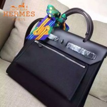 HERMES-00048-014 專櫃潮流最新款HERBAG原版牛皮配帆布手提單肩包