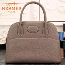 HERMES-00041-12 專櫃最新款灰色原版TOGO皮大小號手提單肩包寶萊包