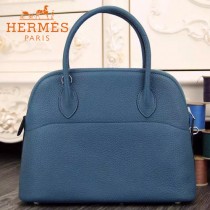 HERMES-00041-10 專櫃最新款寶藍色原版TOGO皮大小號手提單肩包寶萊包