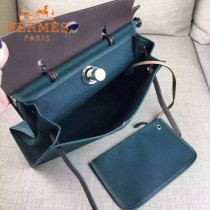 HERMES-00048-01 專櫃潮流最新款HERBAG原版牛皮配帆布手提單肩包