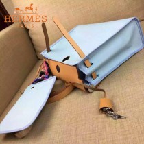 HERMES-00048-02 專櫃潮流最新款HERBAG原版牛皮配帆布手提單肩包