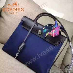 HERMES-00048-017 專櫃潮流最新款HERBAG原版牛皮配帆布手提單肩包