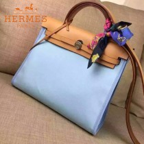 HERMES-00048-02 專櫃潮流最新款HERBAG原版牛皮配帆布手提單肩包