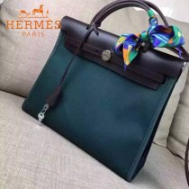 HERMES-00048-01 專櫃潮流最新款HERBAG原版牛皮配帆布手提單肩包