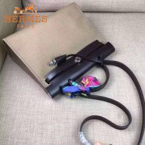 HERMES-00048-015 專櫃潮流最新款HERBAG原版牛皮配帆布手提單肩包