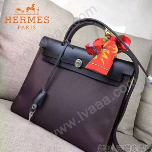 HERMES-00048-013 專櫃潮流最新款HERBAG原版牛皮配帆布手提單肩包