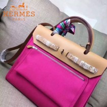 HERMES-00048-010 專櫃潮流最新款HERBAG原版牛皮配帆布手提單肩包