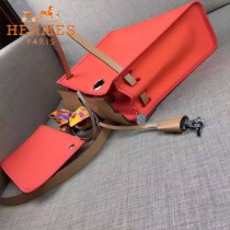 HERMES-00048-06 專櫃潮流最新款HERBAG原版牛皮配帆布手提單肩包