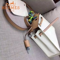 HERMES-00048-05 專櫃潮流最新款HERBAG原版牛皮配帆布手提單肩包