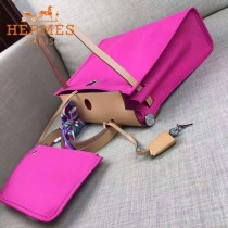 HERMES-00048-010 專櫃潮流最新款HERBAG原版牛皮配帆布手提單肩包