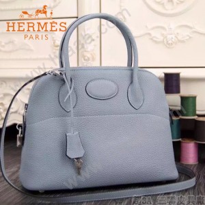 HERMES-00041-14 專櫃最新款灰藍色原版TOGO皮大小號手提單肩包寶萊包
