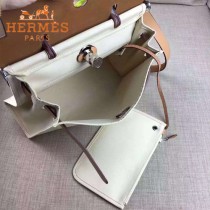 HERMES-00048-05 專櫃潮流最新款HERBAG原版牛皮配帆布手提單肩包